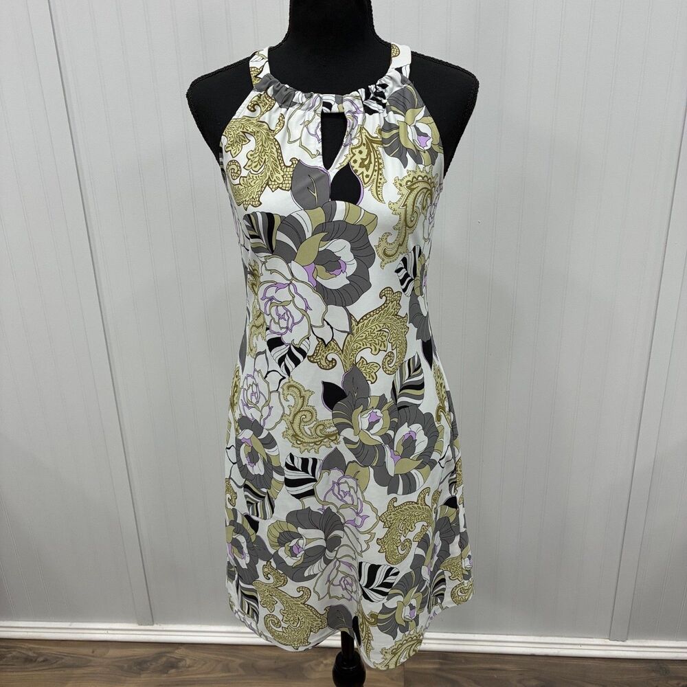 Jude Connally Floral Paisley Halter Dress Womens XS Keyhole Neck Shift Mini XS